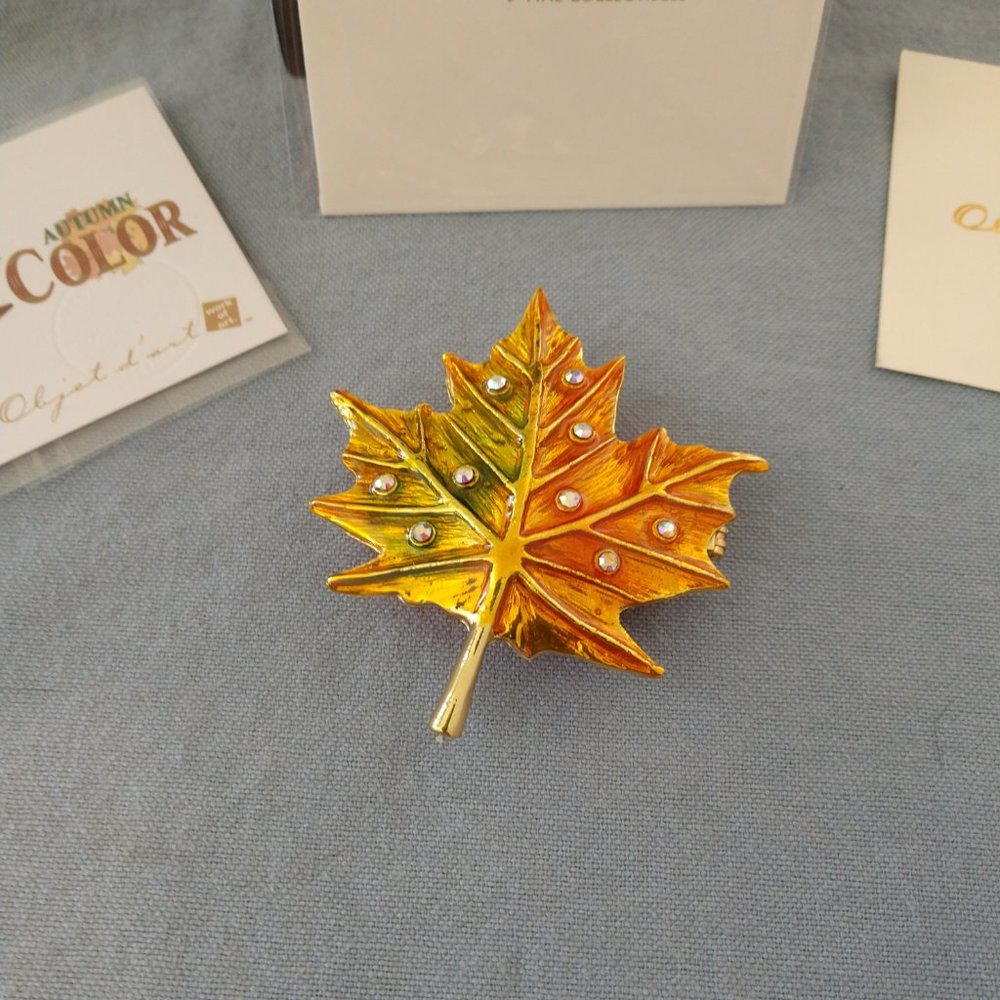 ART FORM AUTUMN COLOR FALL LEAF NO. 118 TRINKET BOX OBJECT D' ART NEW